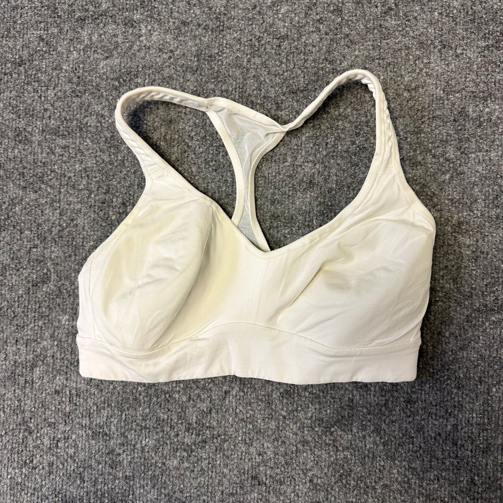 Lululemon Sports Bra Womens Size 6 White Racerback Mesh Activewear Yoga Gym